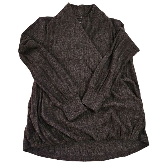 Maeve by Anthropologie Brown Wrap Front Ribbed Bubble Sweater Women's Size XSP - Picture 4 of 9